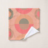 ミッドセンチュリーモダンピーチとオリーブ バスタオルセット (ウォッシュタオル)