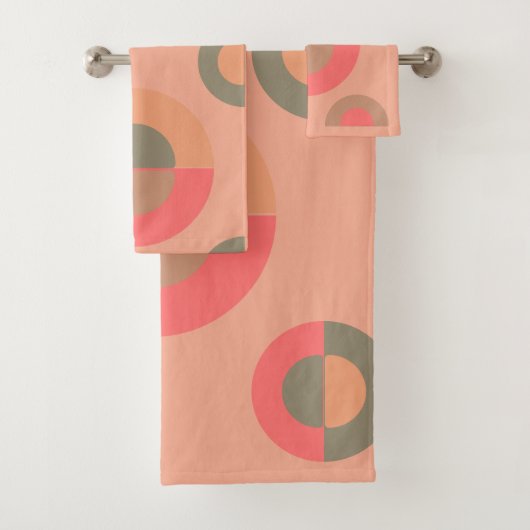 ミッドセンチュリーモダンピーチとオリーブ バスタオルセット (インサイチュ)
