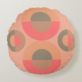 ミッドセンチュリーモダンピーチとオリーブ ラウンドクッション