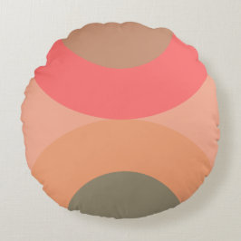 ミッドセンチュリーモダンピーチとオリーブ ラウンドクッション