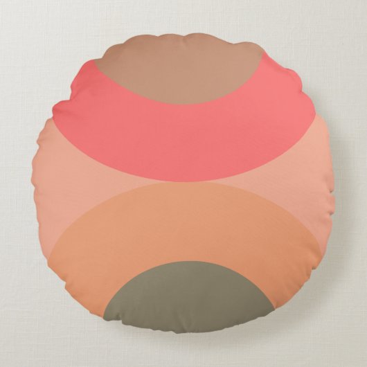 ミッドセンチュリーモダンピーチとオリーブ ラウンドクッション (正面)