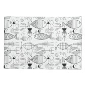 ミッドセンチュリーモダンフィッシュアートブラック&ホワイト 枕カバー (裏面)