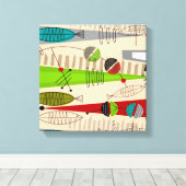 ミッドセンチュリーモダンフィッシュアート抽象芸術 キャンバスプリント (インサイチュ (ウッドフロア))