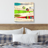 ミッドセンチュリーモダンフィッシュアート抽象芸術 キャンバスプリント (インサイチュ (寝室))