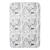 ミッドセンチュリーモダンフィッシュアート白黒 バスマット (正面縦)