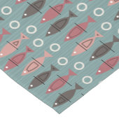 ミッドセンチュリーモダンフィッシュパターンティール(緑がかった色)ピンクブラウン ショートテーブルランナー (コーナー)