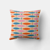 ミッドセンチュリーモダンフィッシュパターンピンクブルーオレンジ クッション (裏面)