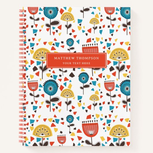 ミッドセンチュリーモダンフカラフルラールパターンアルバム ノートブック (正面)