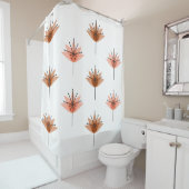 ミッドセンチュリーモダンフラワーオレンジ シャワーカーテン (インサイチュ)