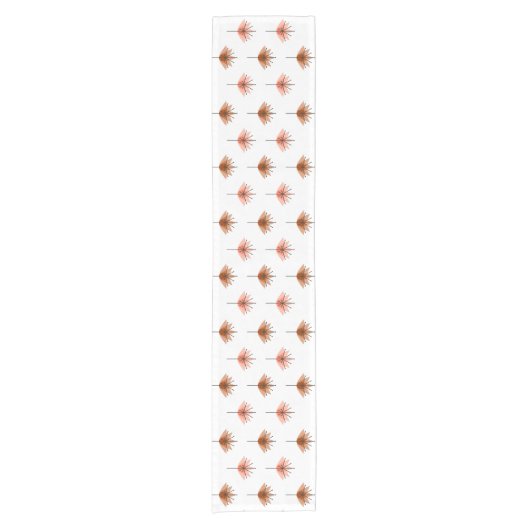 ミッドセンチュリーモダンフラワーオレンジ ショートテーブルランナー (正面)