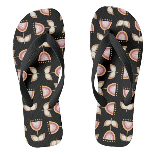 ミッドセンチュリーモダンフラワーガーデンパターン ビーチサンダル (フットベッド)