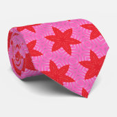 ミッドセンチュリーモダンフラワーコーラルピンク&シルバー ネクタイ (ロール)