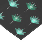 ミッドセンチュリーモダンフラワーズブラックターコイズ ショートテーブルランナー (コーナー)