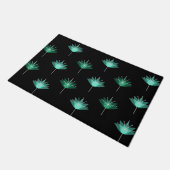 ミッドセンチュリーモダンフラワーズブラックターコイズ ドアマット (アングル)