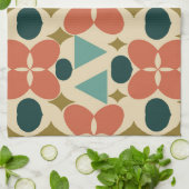 ミッドセンチュリーモダンフラワーダイヤモンドイエロー キッチンタオル (折り畳み)