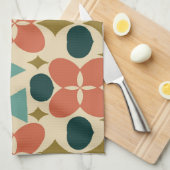 ミッドセンチュリーモダンフラワーダイヤモンドイエロー キッチンタオル (四つ折り)