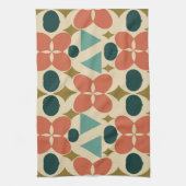 ミッドセンチュリーモダンフラワーダイヤモンドイエロー キッチンタオル (縦)