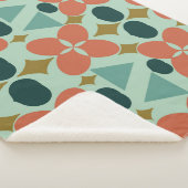 ミッドセンチュリーモダンフラワーダイヤモンドミント シェルパブランケット (3/4)