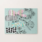 ミッドセンチュリーモダンフラワーヴァースカスタム ジグソーパズル (横)