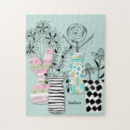 ミッドセンチュリーモダンフラワーヴァースカスタム ジグソーパズル