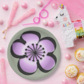 ミッドセンチュリーモダンフラワー – 紫、黒、グレー ペーパープレート (パーティー)