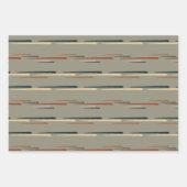 ミッドセンチュリーモダンフローラオレンジブルーサークル線 ラッピングペーパーシート (正面3)