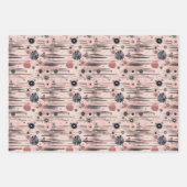 ミッドセンチュリーモダンフローラピンクパープルサークルライン ラッピングペーパーシート (正面)