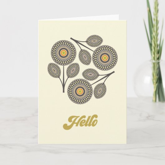 ミッドセンチュリーモダンフローラメモカード サンキューカード (正面)