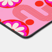 ミッドセンチュリーモダンフローラルパターンピンクレトロ デスクマット (コーナー)