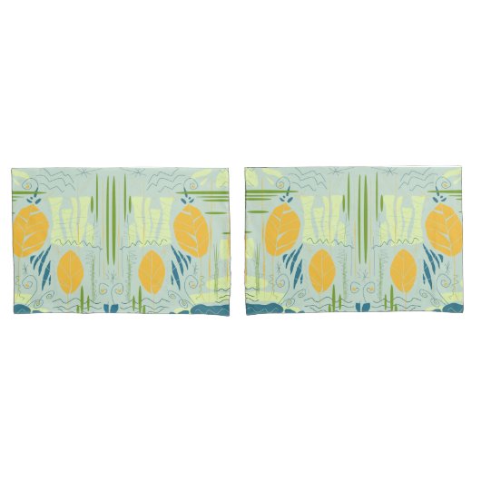 ミッドセンチュリーモダンフローラ抽象芸術レイクシーン 枕カバー (フロントセット)