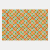 ミッドセンチュリーモダンフローラ誕生日 ラッピングペーパーシート (正面3)