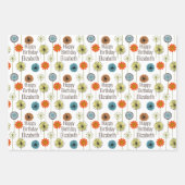 ミッドセンチュリーモダンフローラ誕生日 ラッピングペーパーシート (正面)