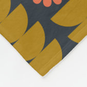 ミッドセンチュリーモダンフローラ金ゴールドネイビーパターン フリースブランケット (角)