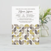 ミッドセンチュリーモダンブライダルシャワー金ゴールドグレイトープ 招待状 (スタンド正面)