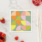 ミッドセンチュリーモダンブライトカラフルフレッシュ幾何学模様 スタンダードカクテルナプキン (インサイチュ)