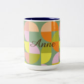 ミッドセンチュリーモダンブライトカラフルフレッシュ幾何学模様 ツートーンマグカップ (中央)