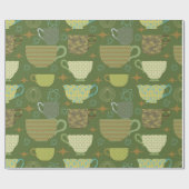 ミッドセンチュリーモダンブライトグリーンティーカップ ラッピングペーパー (フラット)