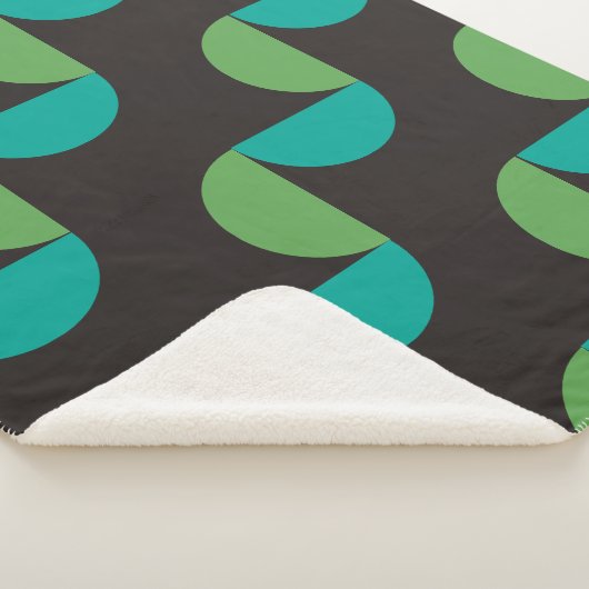 ミッドセンチュリーモダンブラウングリーンとターコイズ シェルパブランケット (3/4)