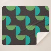 ミッドセンチュリーモダンブラウングリーンとターコイズ シェルパブランケット (正面(横))