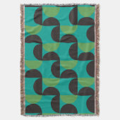 ミッドセンチュリーモダンブラウングリーンとターコイズ スローブランケット (正面縦)