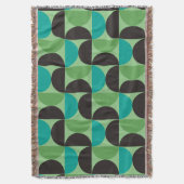 ミッドセンチュリーモダンブラウングリーンとターコイズ スローブランケット (正面縦)