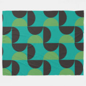 ミッドセンチュリーモダンブラウングリーンとターコイズ フリースブランケット (正面(横))