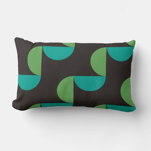 ミッドセンチュリーモダンブラウングリーンとターコイズ ランバークッション (正面)
