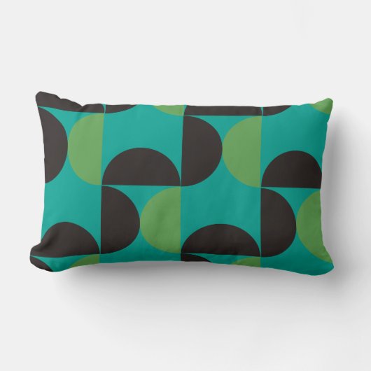 ミッドセンチュリーモダンブラウングリーンとターコイズ ランバークッション (正面)