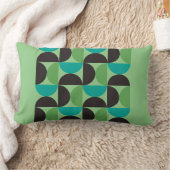 ミッドセンチュリーモダンブラウングリーンとターコイズ ランバークッション (ブランケット)
