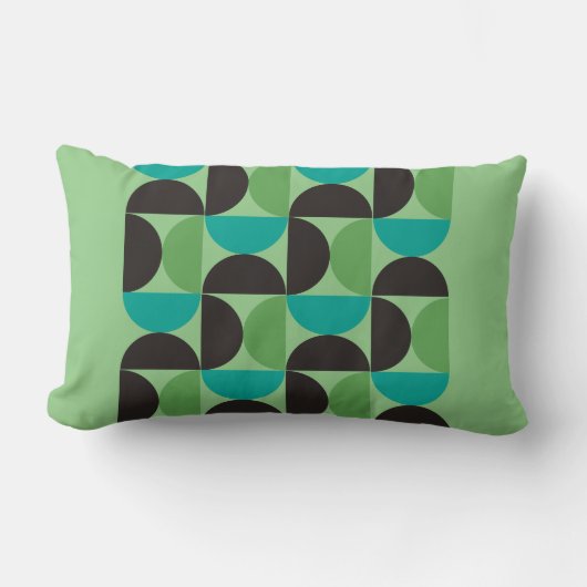 ミッドセンチュリーモダンブラウングリーンとターコイズ ランバークッション (正面)