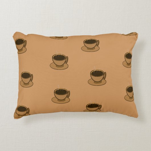 ミッドセンチュリーモダンブラウンコージーコーヒーカップ アクセントクッション (正面)