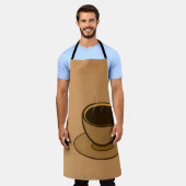 ミッドセンチュリーモダンブラウンコージーコーヒーカップ エプロン (着用した状態)
