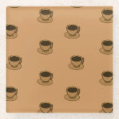 ミッドセンチュリーモダンブラウンコージーコーヒーカップ ガラスコースター (正面)