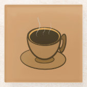 ミッドセンチュリーモダンブラウンコージーコーヒーカップ ガラスコースター (正面)